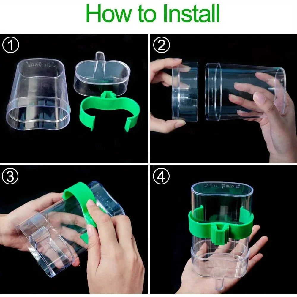 Automatic Bird Water Dispenser Drinking Feeder Transparent Cage Zpaxo