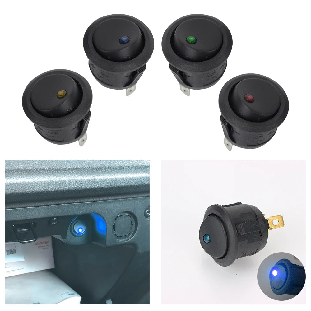Luminescence Toggle Switches Waterproof 12V OFF LED Light Round Zpaxo