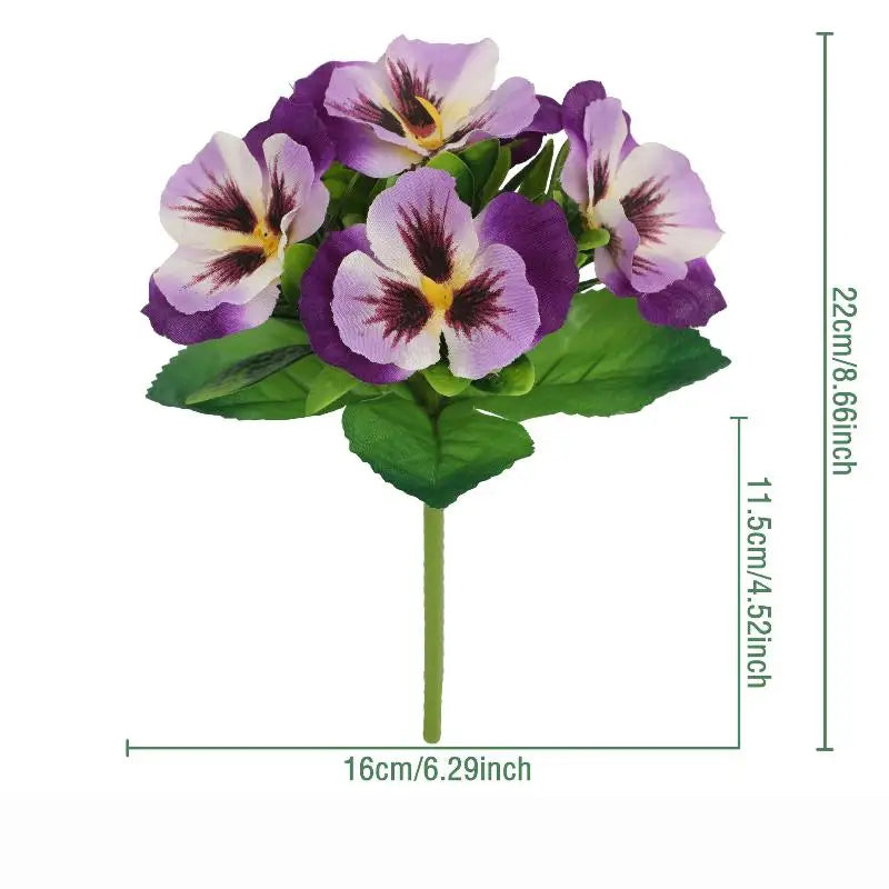 Artificial Pansy Flowers Silk Rose Bouquet Realistic DIY Simulated Floral Arrangement Wedding Home Party Table Centerpiece Zpaxo A10