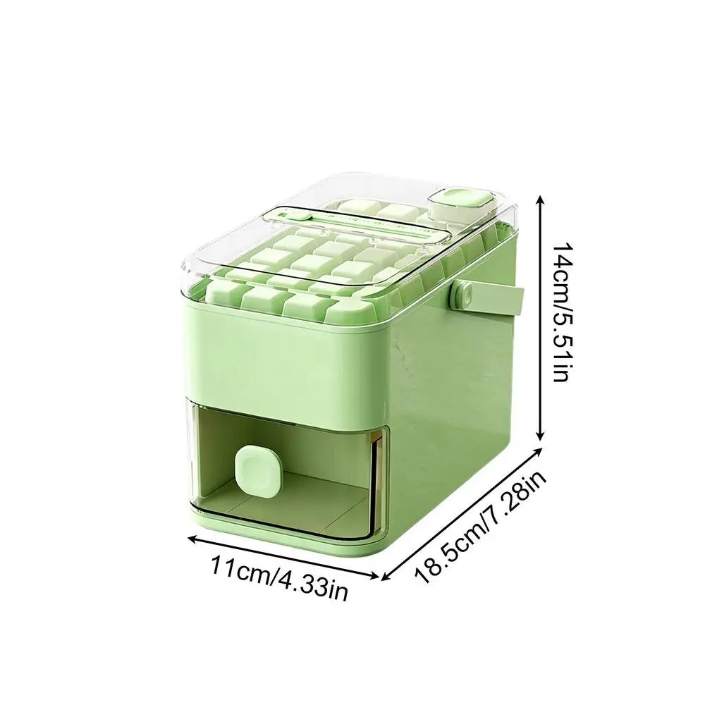 Ice Tray Box 56-Cavity Reusable Double-layer Press Lid Portable Maker Zpaxo Green
