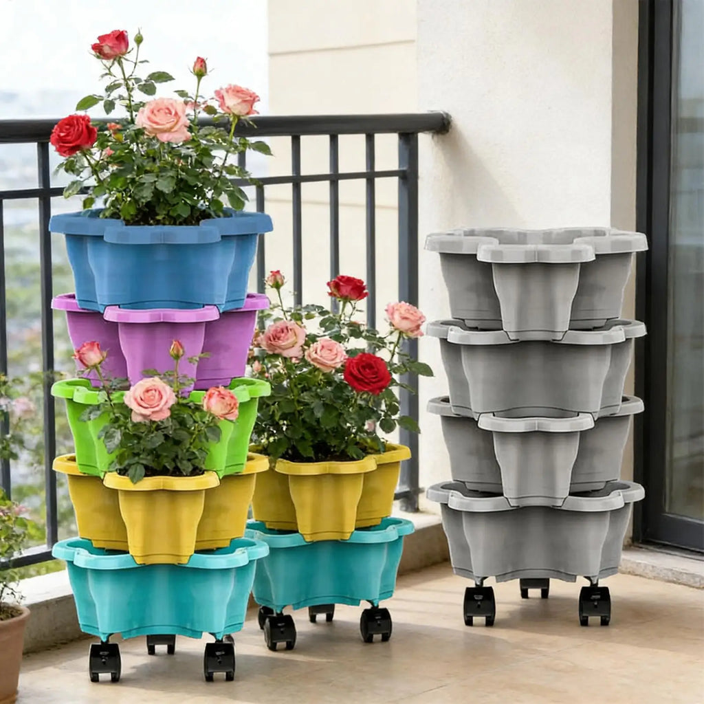 Stackable Strawberry Planter 4 5 Tier Vertical Garden Tower Vegetable Zpaxo