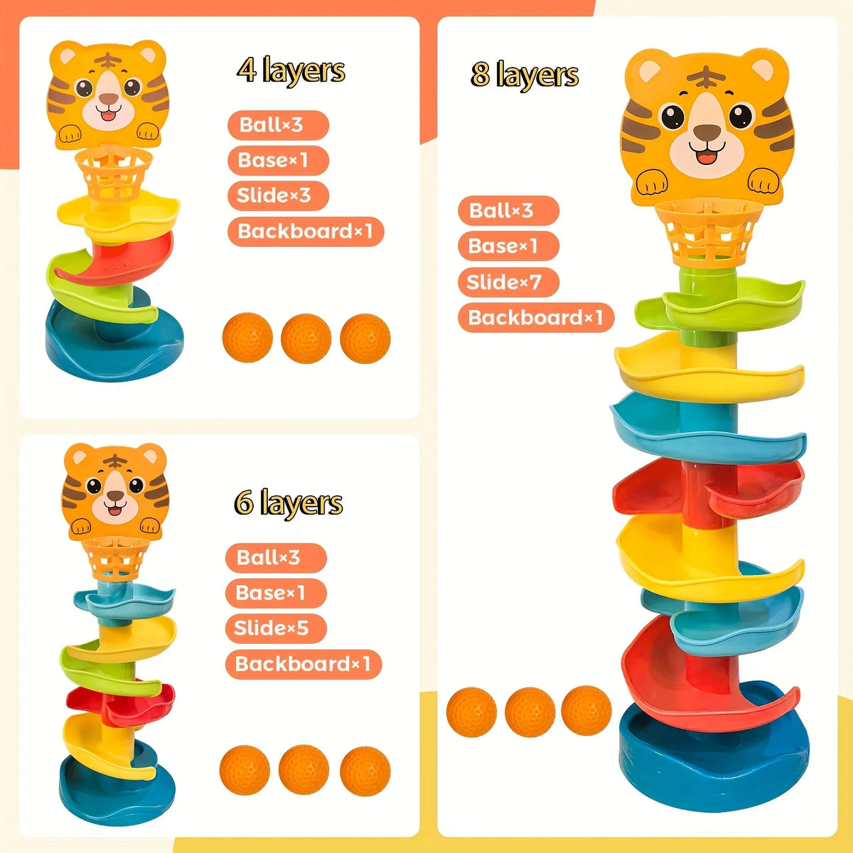 Youngsters's Interactive Ball Tower Educational Toy Rolling Balls Zpaxo