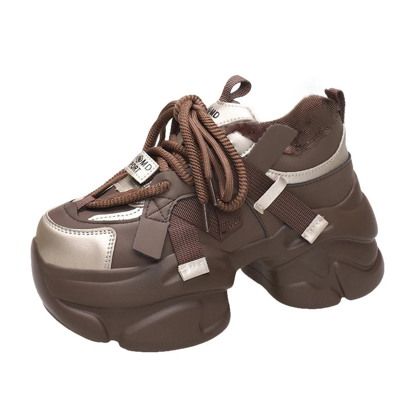 2023 Soft Sneakers Woman Female Fashion Increasing Ladies Trainers Zpaxo Brown 39(Foot 24.5cm) China Mainland