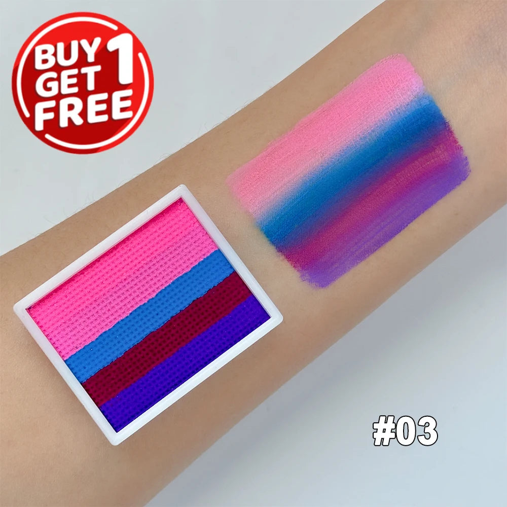 2pcs Rainbow Face & Body Paint,8g Split Cake Non-Toxic Paint Makeup Palette-Vibrant Mixed Colors For Festivals,Butterfly Makeup Zpaxo 03