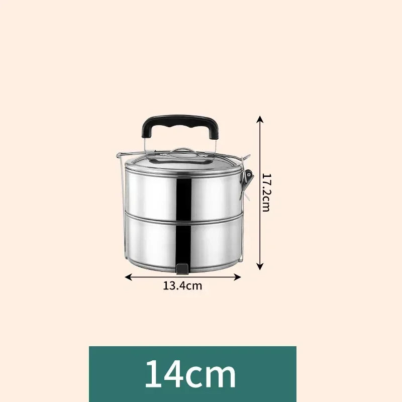 Portable Multi-layer Stainless Steel Thermal Lunch Box Leakproof Zpaxo silver-two-layer