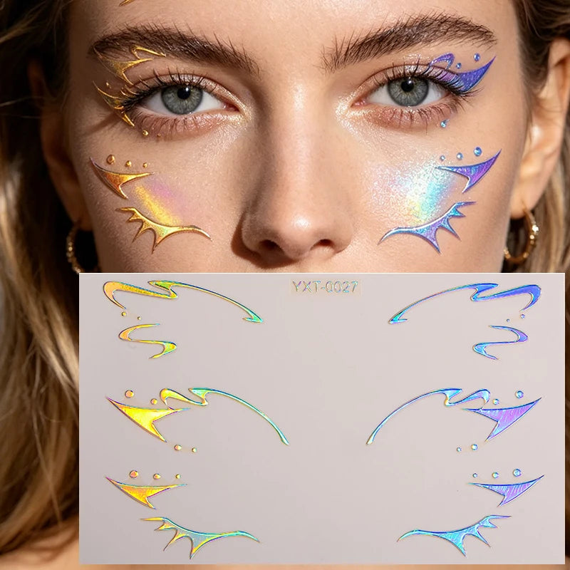 Colorful Eyes Makeup Stickers Laser Eyeliner Eyebrows Face Art Zpaxo YXT-027-1Pc