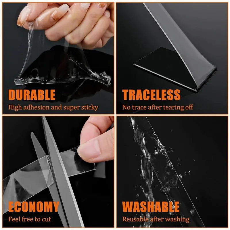1-10M Double-sided Adhesive Nano Tape 20-50mm Width Reusable No Trace Waterproof Ultra-strong Tape Strip Clear Mounting Tape Zpaxo