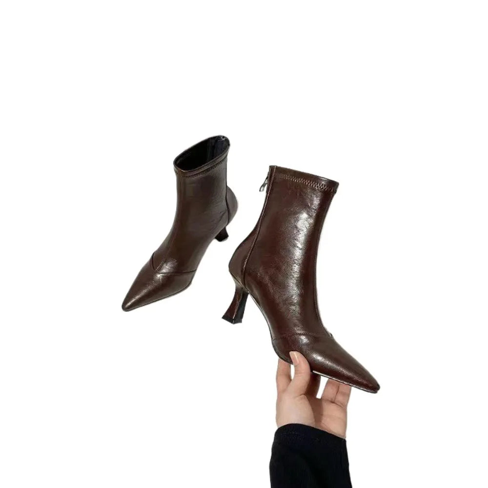Autumn Winter Vintage Thick Heel Slim Ankle Boot Women Fashion Zpaxo