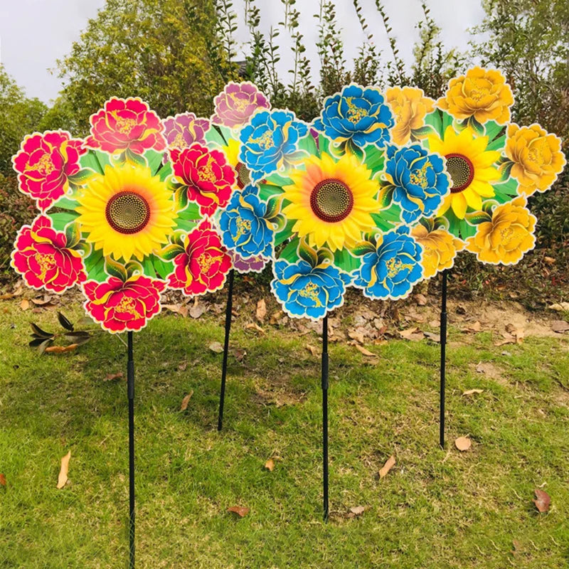 Sunflower Windmill Rotating Wind Spinner Stake Standing Lawn Flower Zpaxo A11