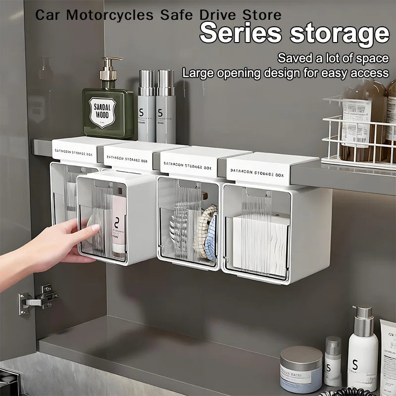 Transparent Bathroom Cotton Stick Makeup Pull-out Storage Drawer Box Zpaxo