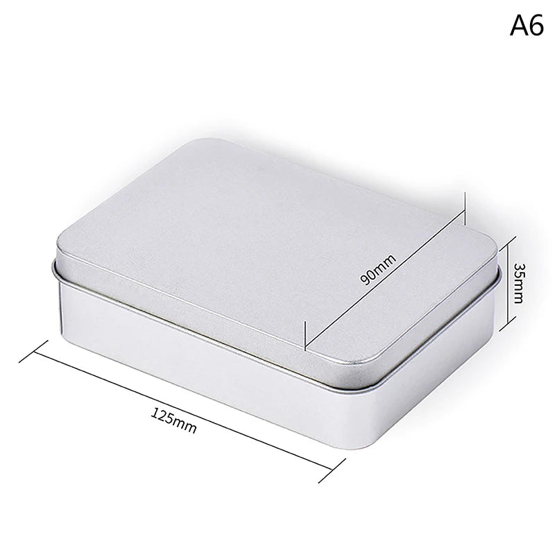 Small Sliver Rectangular Coin Jewelry Tin Storage Box Empty Metal Zpaxo A6