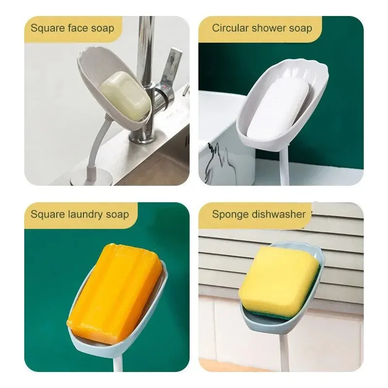 Upgraded Soap Box Drainage Double Grid Rack Wall Mounted Toilet Cover Zpaxo