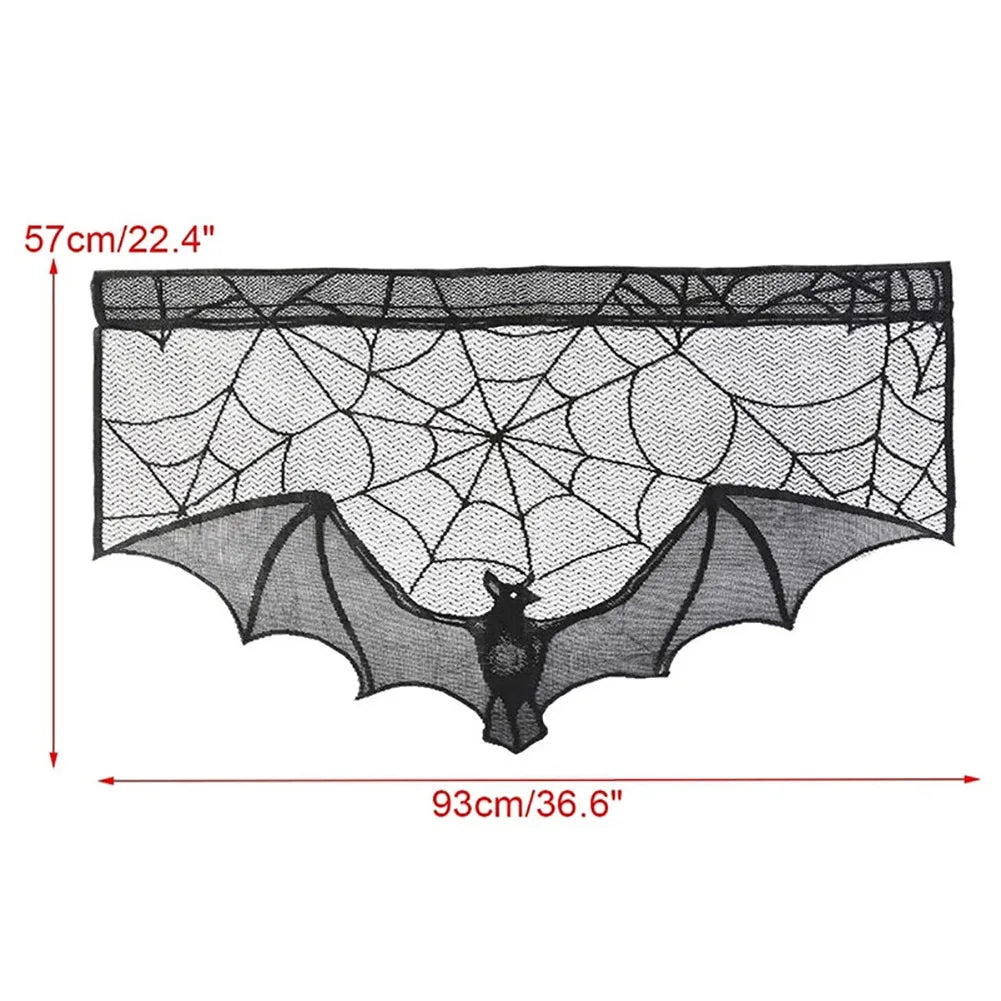 Halloween Decoration Black Spider Web Tablecloth Lace Table Runner Zpaxo Window shade
