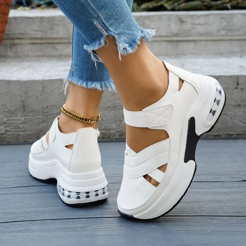 Women's Sandals Closed Toe Office Career Summer Solid Wedge Shoes Zpaxo