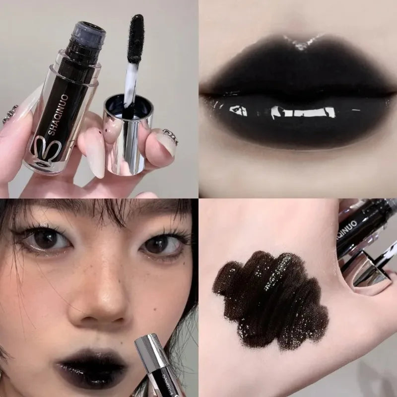 Black Gothic Lip Gloss Mirror Moist Matte Pure Silver Fine Flash Zpaxo