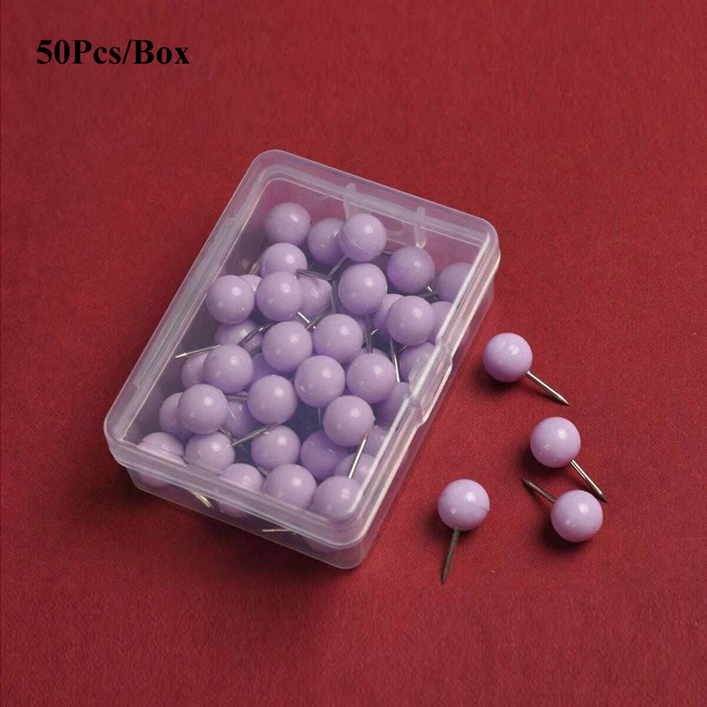 Push Pins Map Tacks with Plastic Beads Head for Cork Board Multi-Color Map Pins for Travel Map Board Pins Bulletin Board Office Zpaxo 50Pcs Lilac