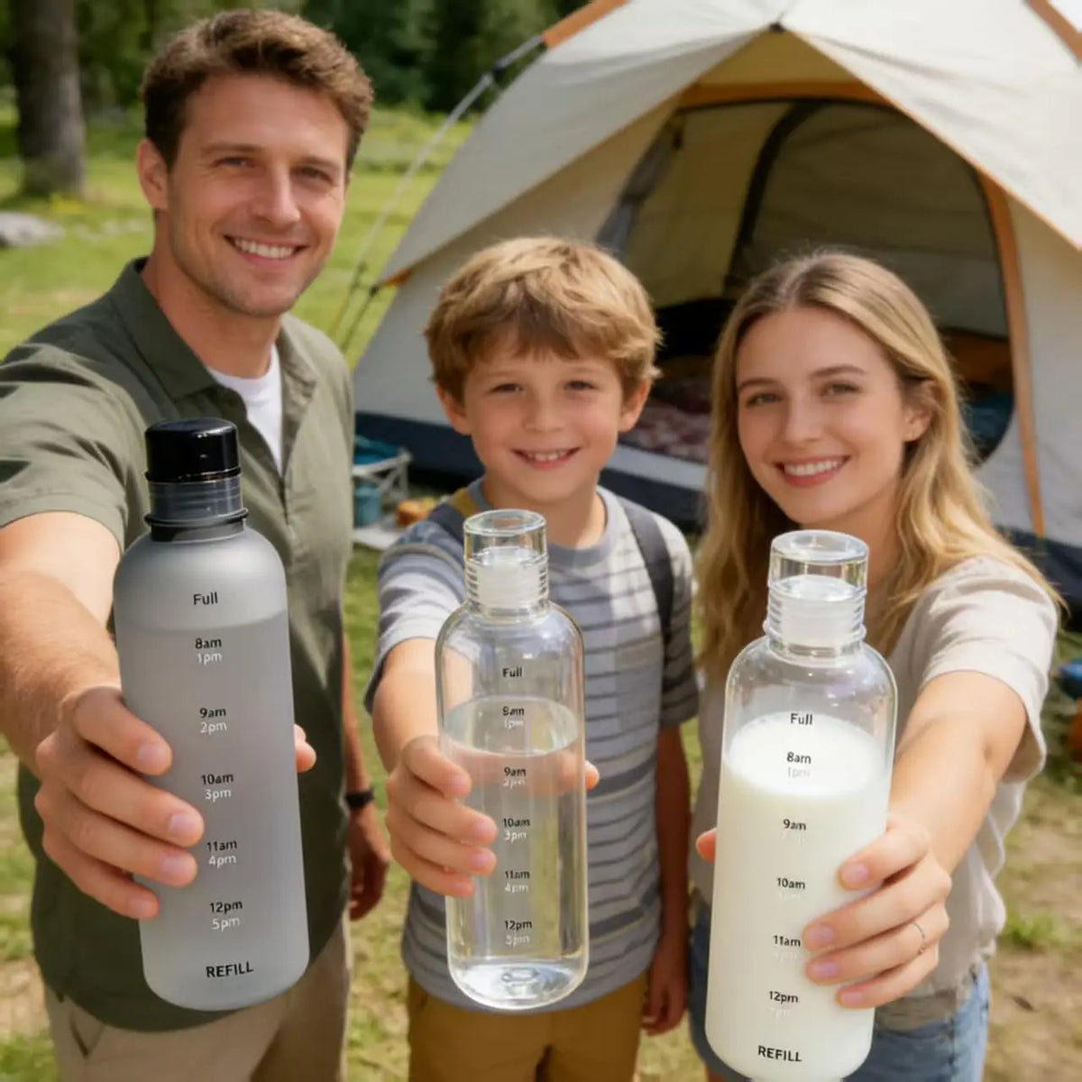 Time Marker Water Bottle Plastic Leakproof Shatterproof Lightweight Zpaxo