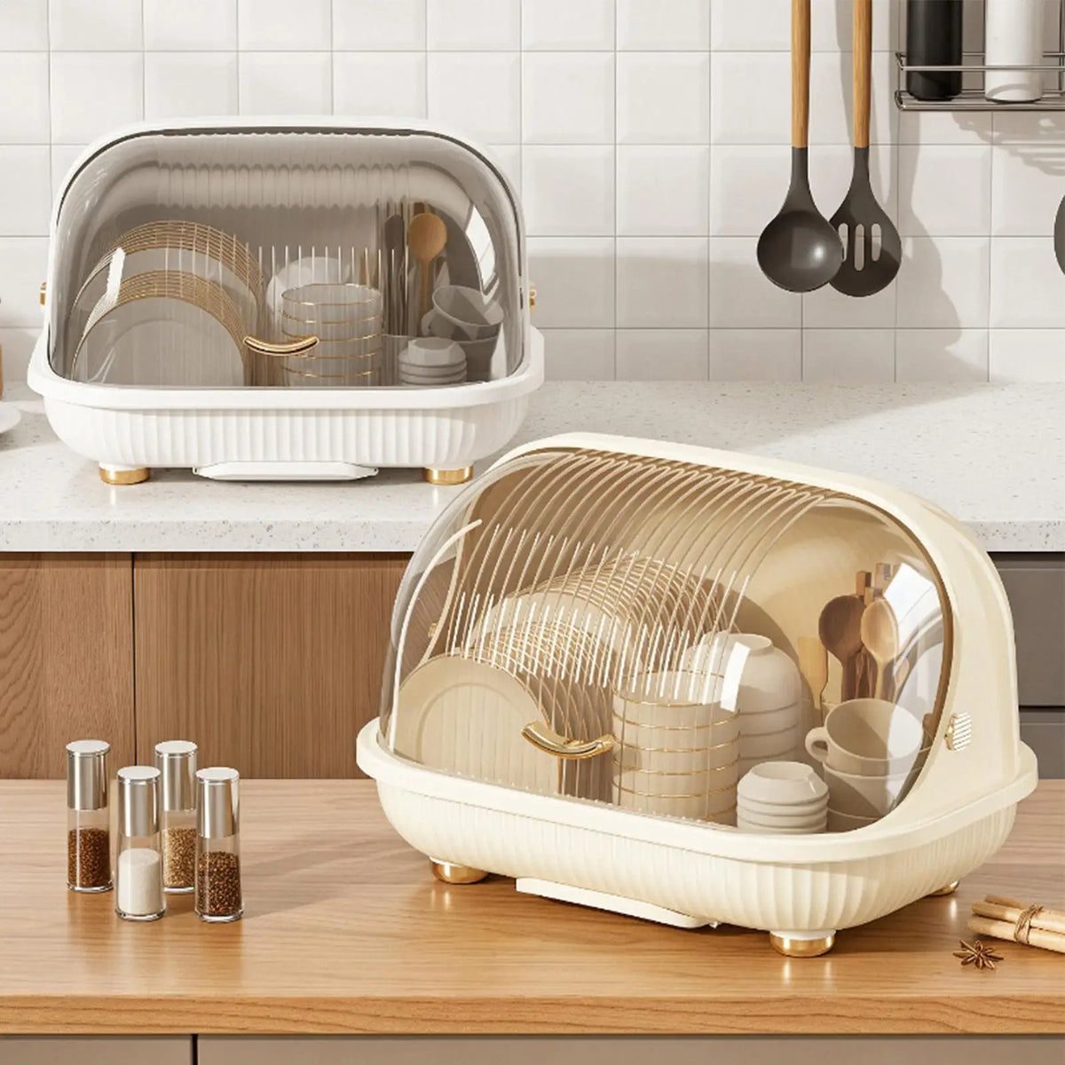 Dish Drying Rack Transparent Dust Prevention Kitchen Container Zpaxo