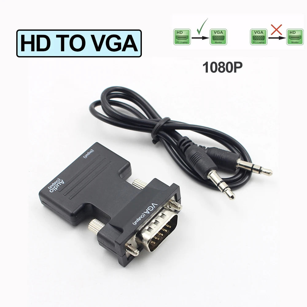 HD 1080P VGA to HDMI-Compatible Converter Adapter With Audio For PC Laptop to HDTV Projector HDMI-Compatible to VGA Adapter Zpaxo HD TO VGA