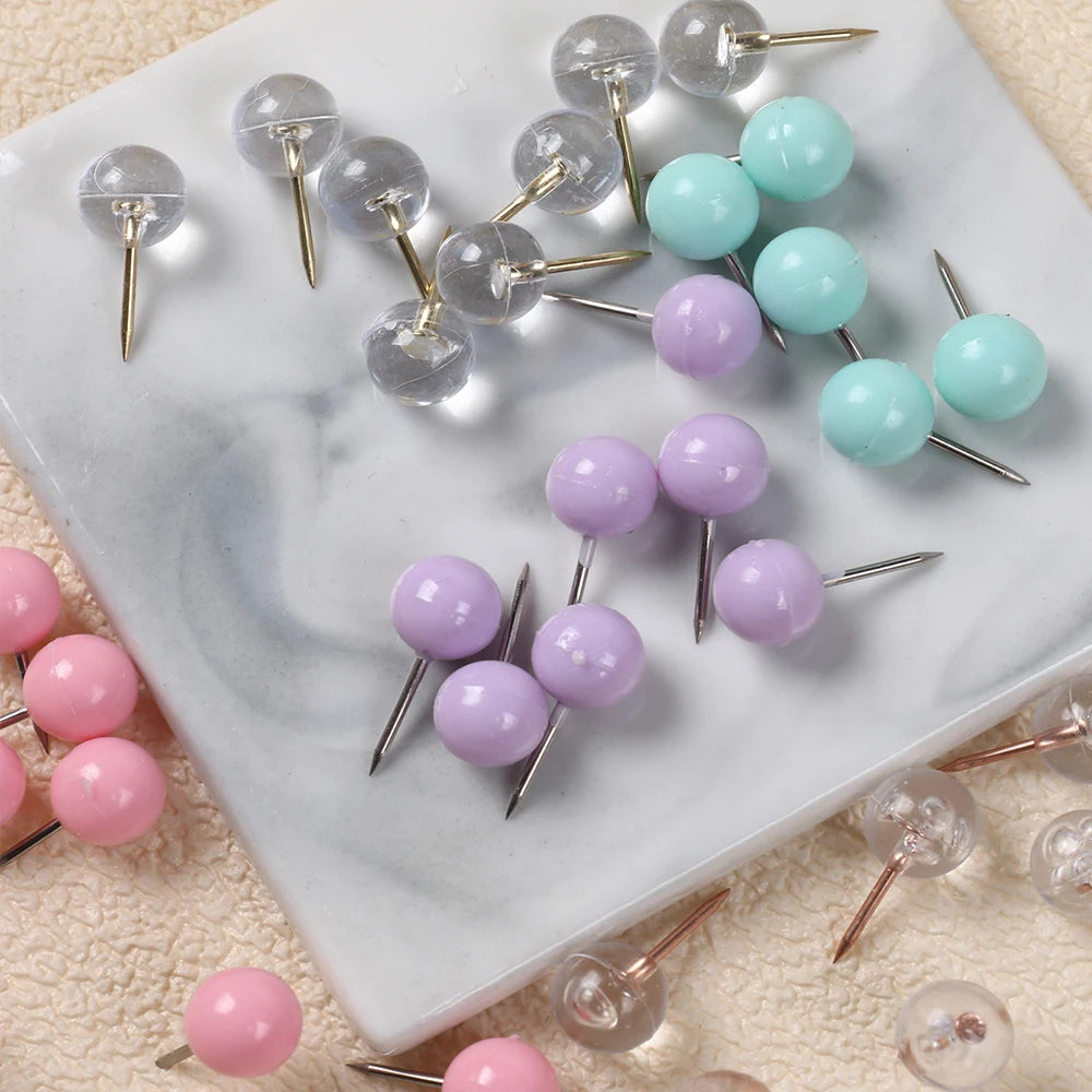 Push Pins Map Tacks with Plastic Beads Head for Cork Board Multi-Color Map Pins for Travel Map Board Pins Bulletin Board Office Zpaxo