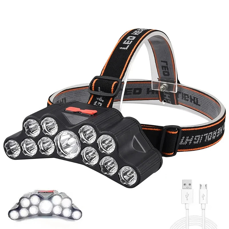 5 LED Flashlight Rechargeable Built Lithium Battery Strong Head Light Zpaxo 11Led-1PC