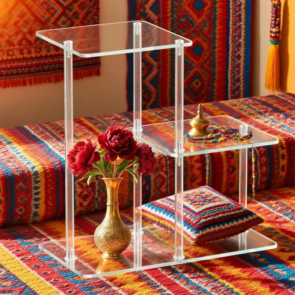 Acrylic End Table 3 Tier Clear Side Nightstand Transparent Furniture Zpaxo