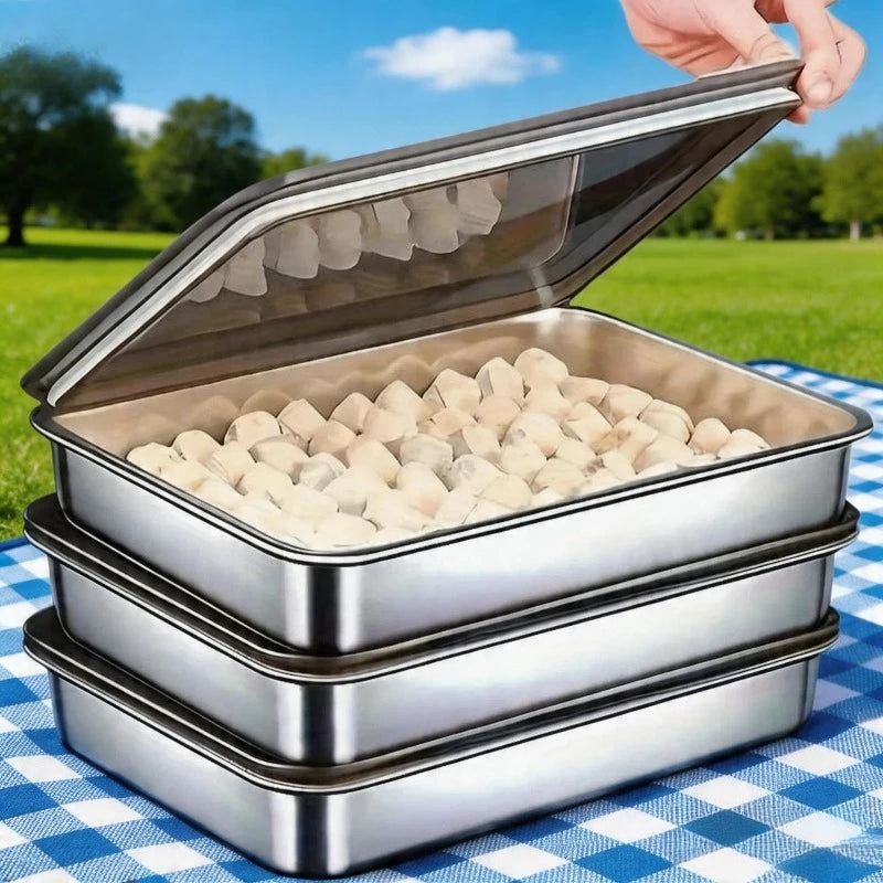 Stainless Baking Trays 2 Lids Non-stick Easy-clean Perfect Roasting Zpaxo