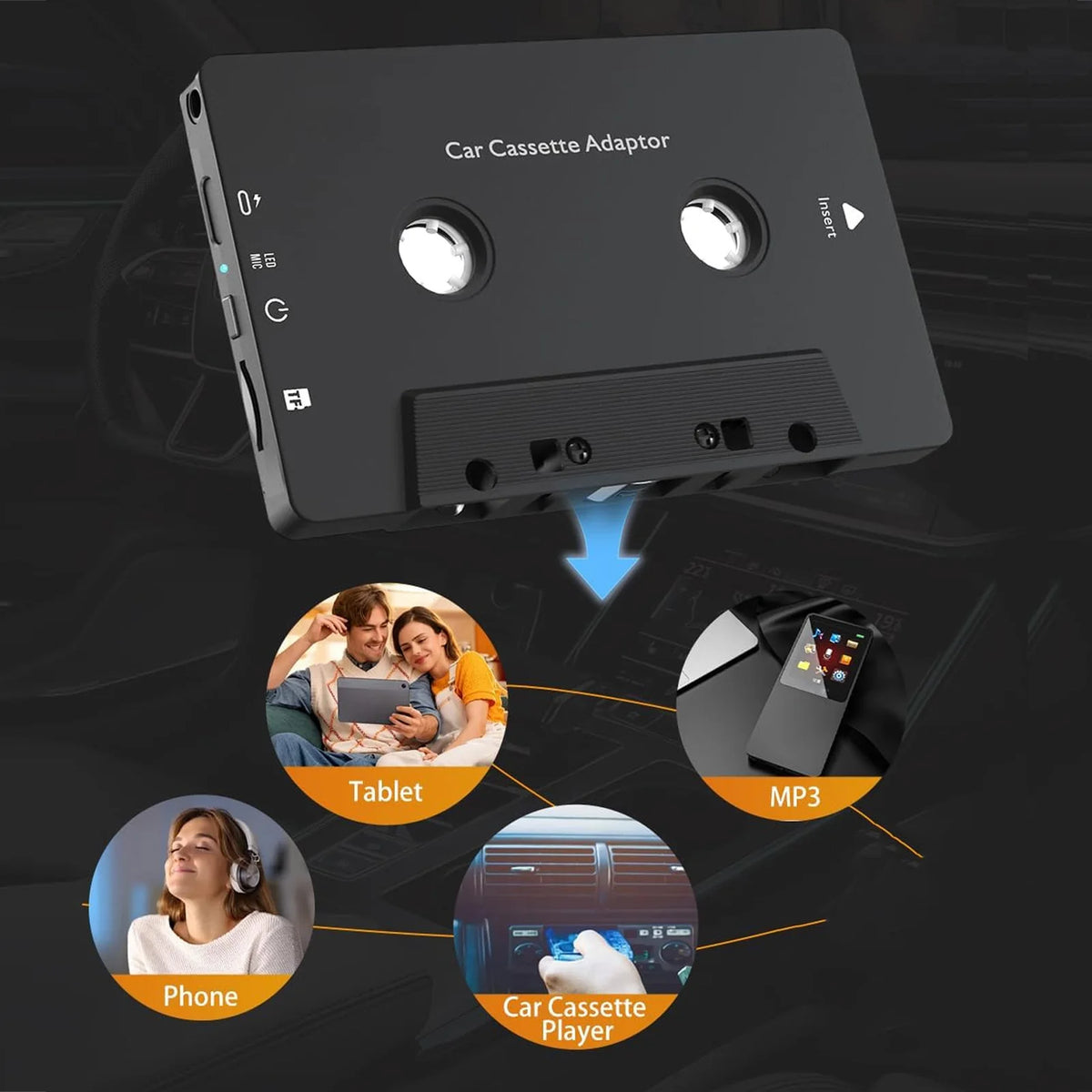 Car Wireless Cassette Receiver Remote Control Bluetooth Tape Player Zpaxo