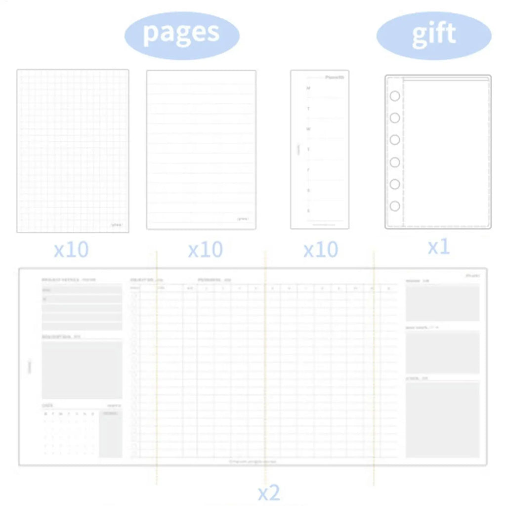 Refillable Notebook Binder A7 Multi-pocket Detachable Pages Aesthetic Zpaxo