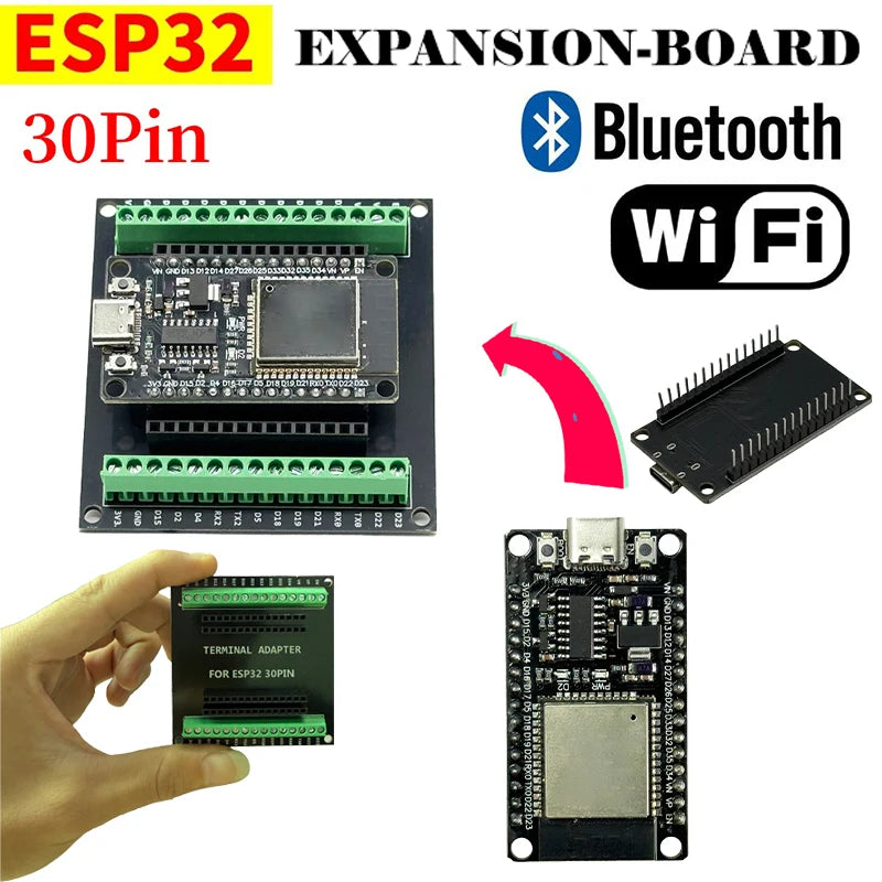 ESP32 Development Board CP2102 WIFI Bluetooth Module Dual Core Wireless Module ESP-32 ESP-CH340C-32 Expansion Board Type-C 30pin Zpaxo