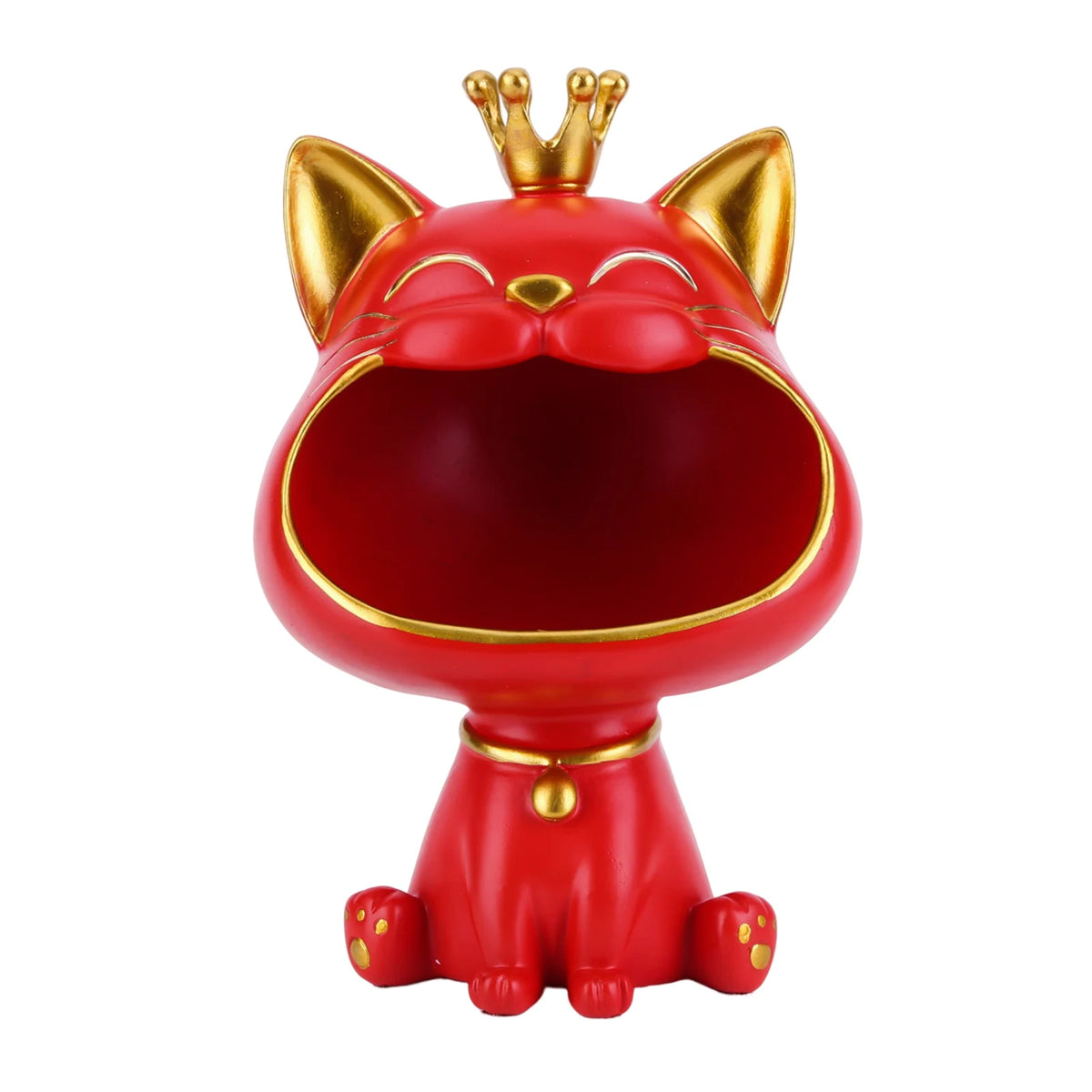 Cat Figurine Storage Box Creative Lucky Statue Decoration Cute Big Zpaxo Red