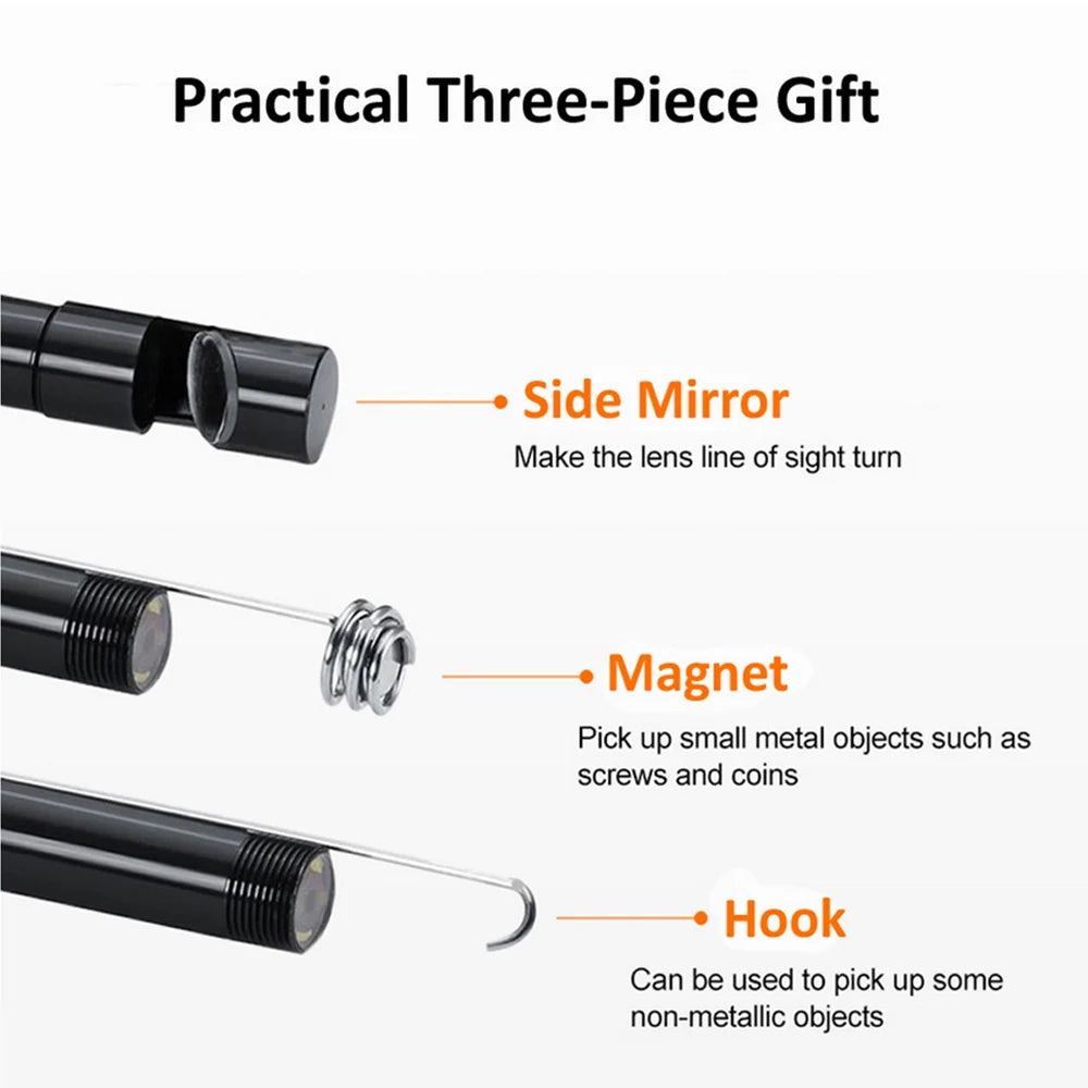7.0mm Type-C Mini Endoscope Camera IP67 Waterproof 6 LED Adjustable USB Android Flexible Inspection Borescope Cameras For Phone Zpaxo