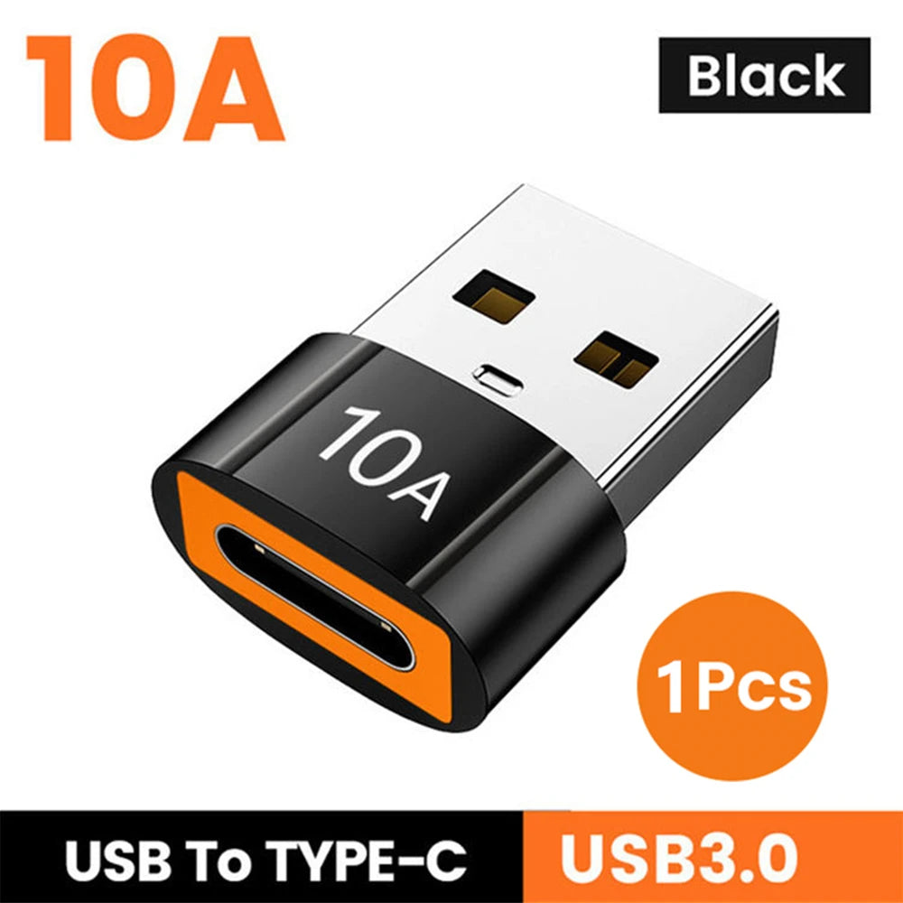 USB 3.0 Type C Adapter USB Female To Type C Male For Xiaomi Redmi Oppo Vivo Portable Data Sync Accessory Phone Laptop Small Plug Zpaxo USB to Type-c Black