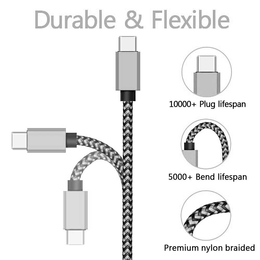 USB Type C Charger Cable Date Sync Fast Charging Nylon Braided Wire Charger Cable For Samsung Huawei Android Type C Mobile Phone Zpaxo