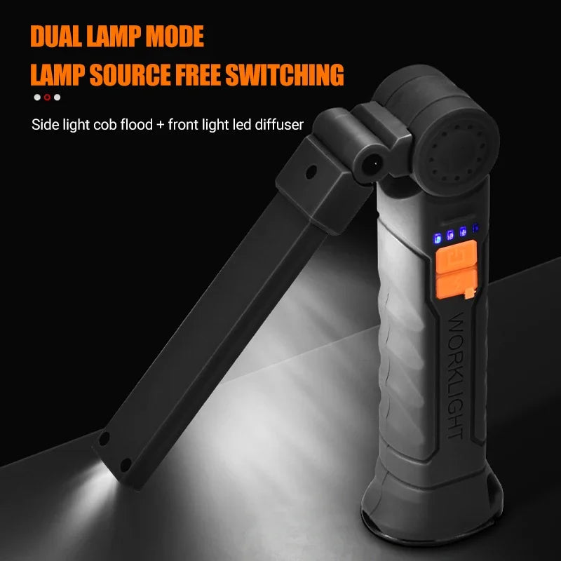 Powerful Led COB Work Light Magnetic Base Hook Rechargeable Portable Zpaxo