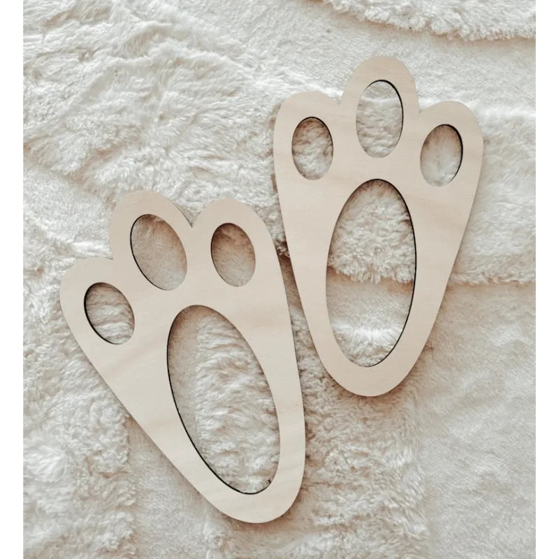 Reusable Bunny Paw Print Stencils Easter Footprint Plaques Egg Hunts Zpaxo
