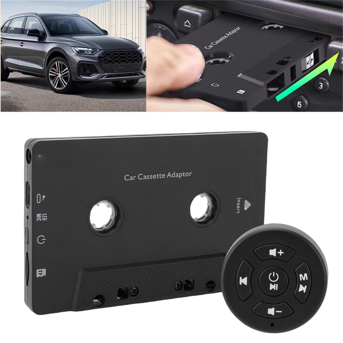 Car Wireless Cassette Receiver Remote Control Bluetooth Tape Player Zpaxo