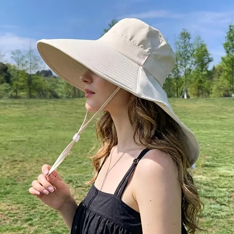 Women's Summer Sun Hat Fisherman Wide Brim Shawl Detachable Cycling Zpaxo