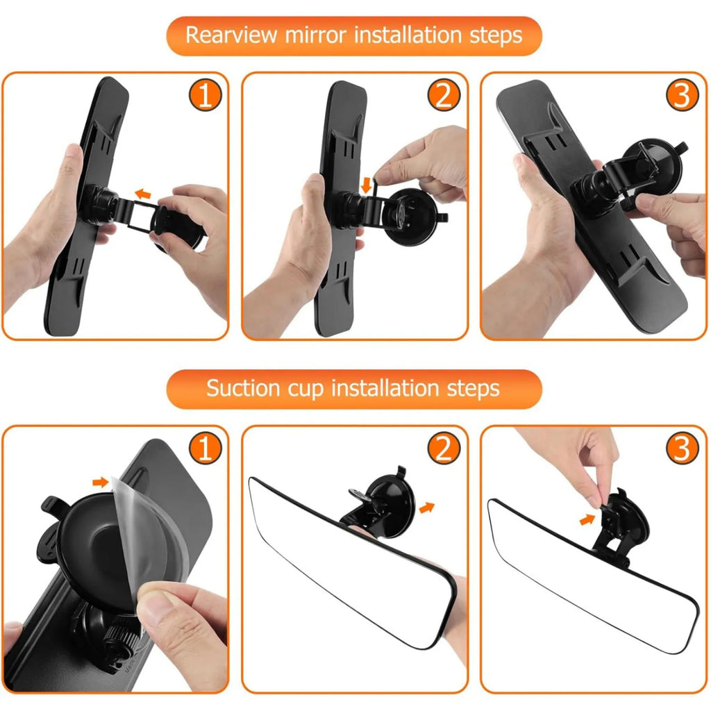 Interior Car Rear View Mirror Suction Cup 360 Rotates Adjustable Zpaxo