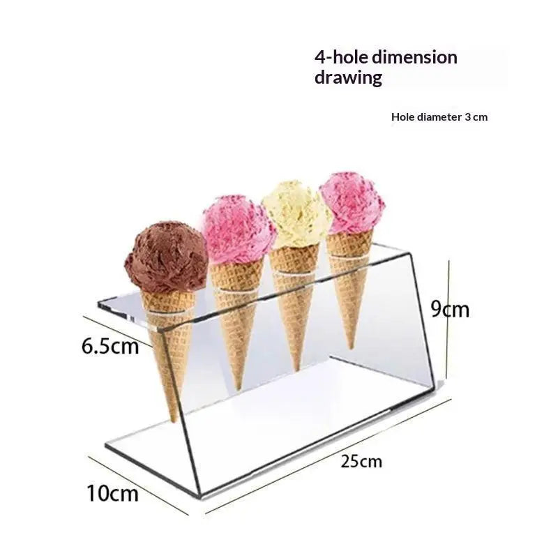 MTransparent Acrylic Ice Cream Cone Holder Dessert Stand Party Zpaxo 4hole 3cm