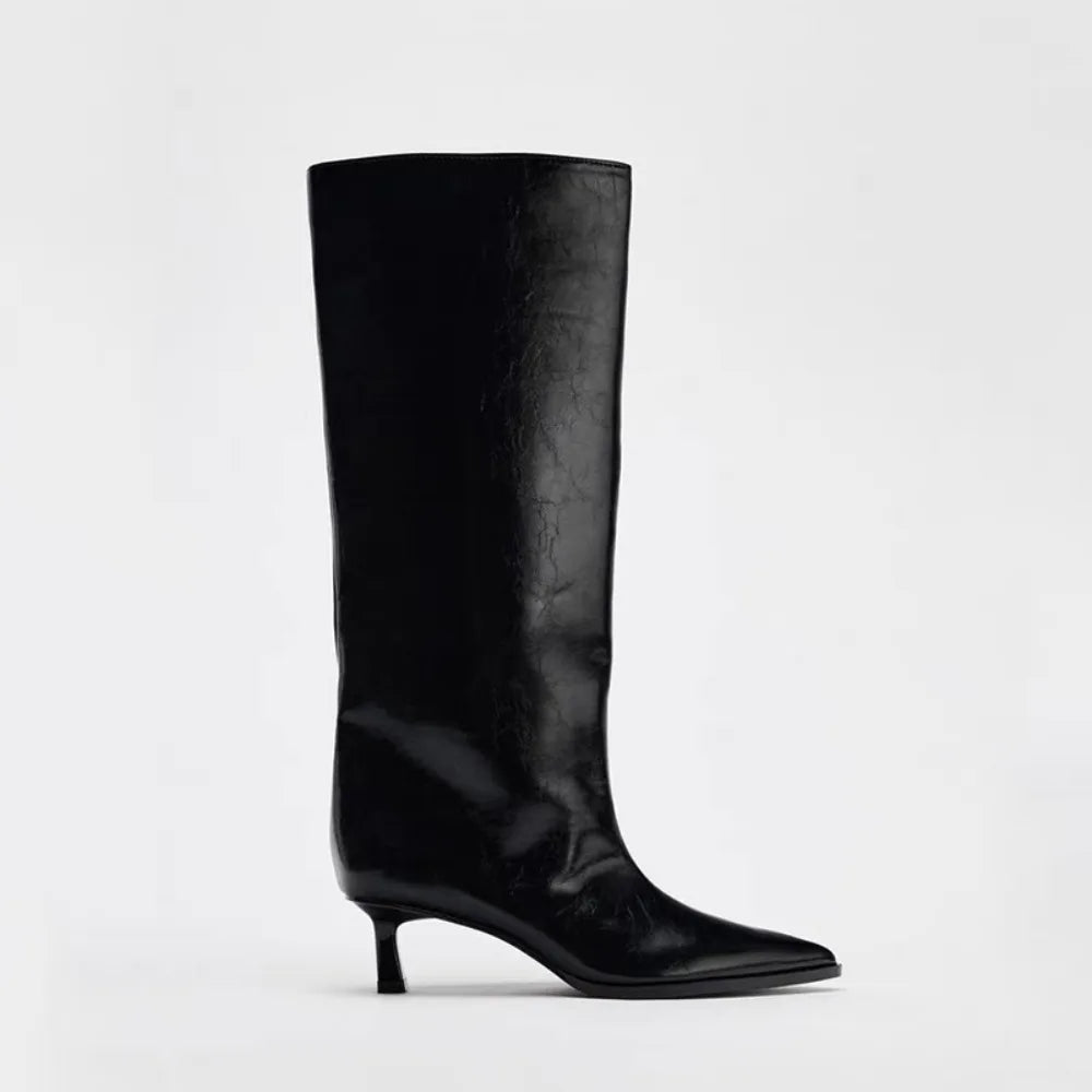 2026 Wide Boot Tube Pointed Toe Heel Pants Long Boots Faion Knight Zpaxo