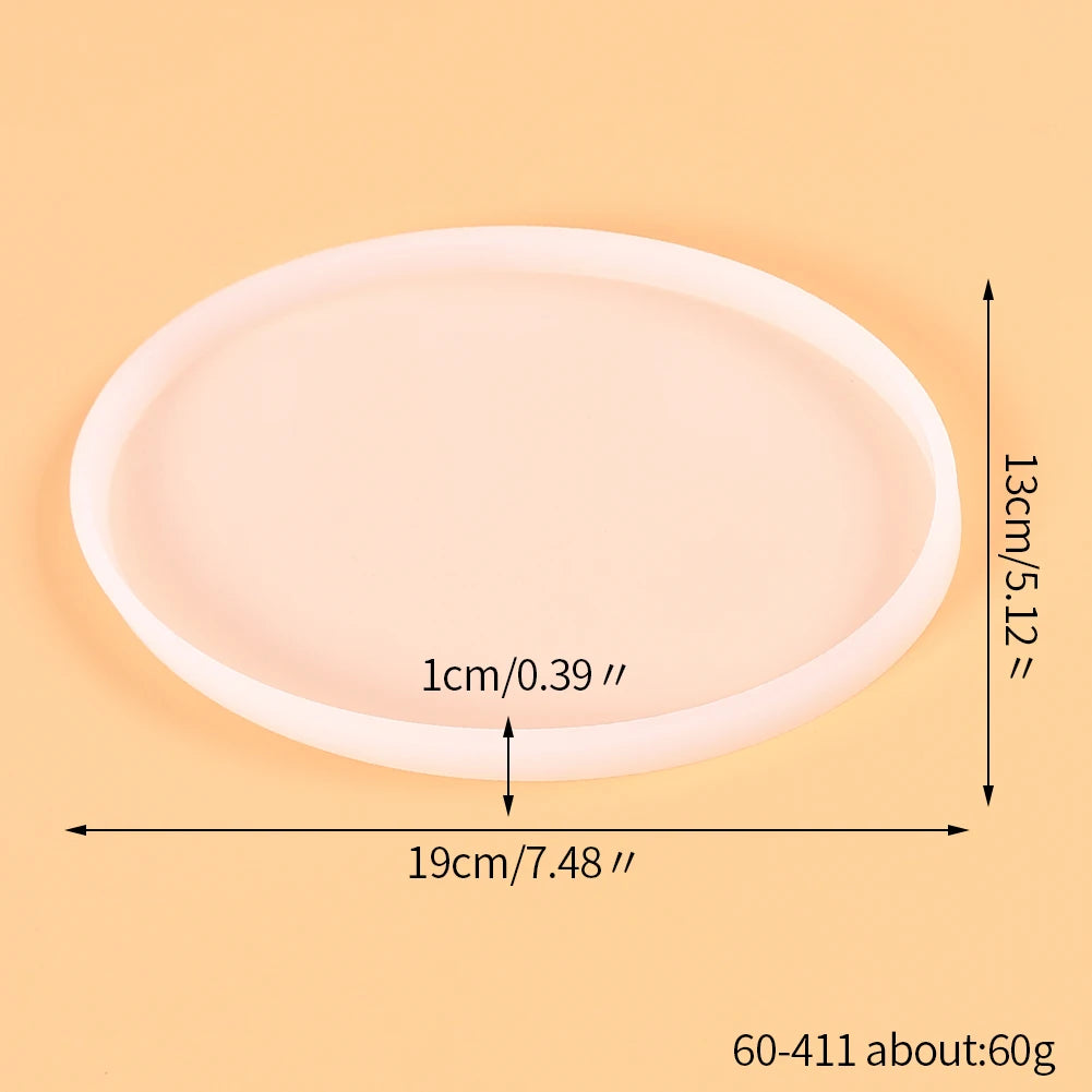 Coaster Silicone Resin Mold Heart Round Square Hexagon Oval Cup Tray Mat Casting Crafts Jewelry Storage Tray Making Home Decor Zpaxo Oval 19cm