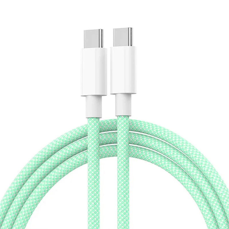 USB C Cable For Apple iPhone 17 16 15 Pro Max PD 60W Fast Charging Cable For Huawei Xiaomi Samsung USB C Data Line Accessories Zpaxo Green 1m