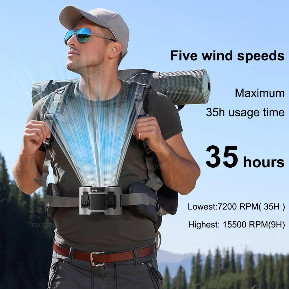 Portable Waist Fan 20000mAh Rechargeable Clip Dual Airflow Outlet Zpaxo