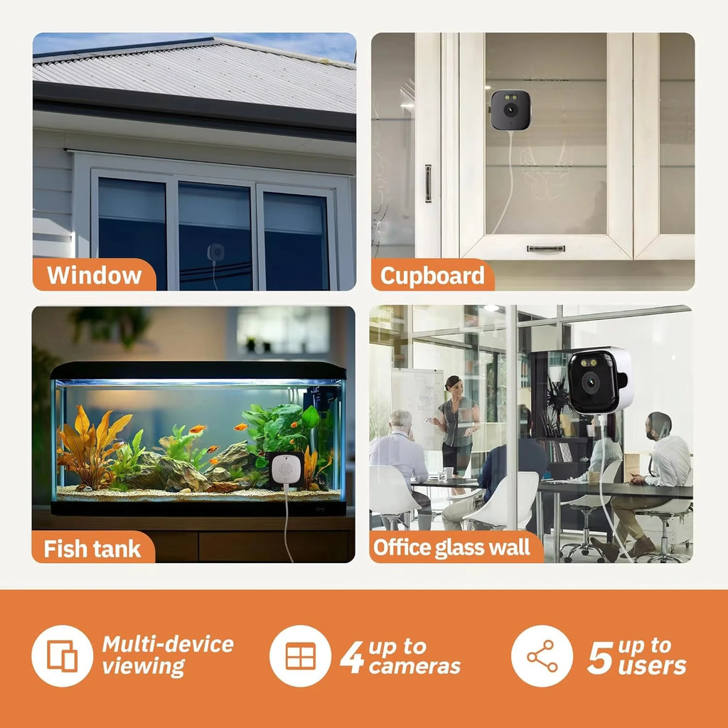 Window Camera Replaces Outdoor Cameras 2.4/5GHz WiFi Camera 3MP Resolution Full-Color Night Vision Through Window Mini Camera Zpaxo
