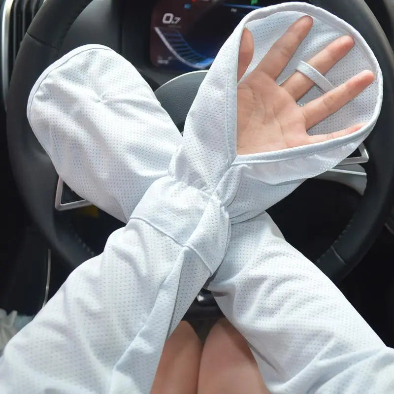 Large Ice Sleeve Gloves Women's Summer Driving Sun Protection Arm Zpaxo Light Blue One Size