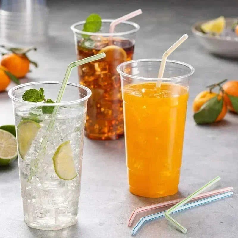 Disposable Plastic Curved Drinking Straws Reusable Child Straw for Drinks Colorful Drinking Tube Multi-time Straw Party Supplies Zpaxo