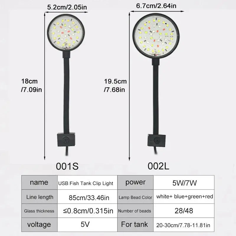 USB 5V Aquarium LED Lamp Fish Tank Light Decor Aquatic Plant Multiple Zpaxo
