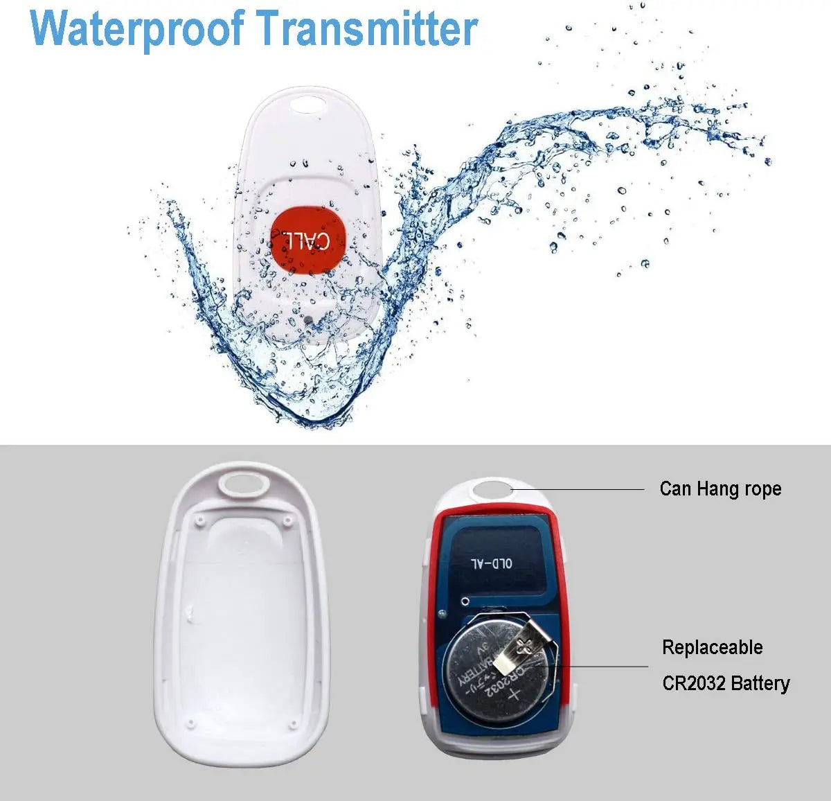 Wireless Caregiver Pager Nurse Alert System Long Range Call Button Plug in Receiver Emergency Call Bell for Elderly Senior Alarm Zpaxo