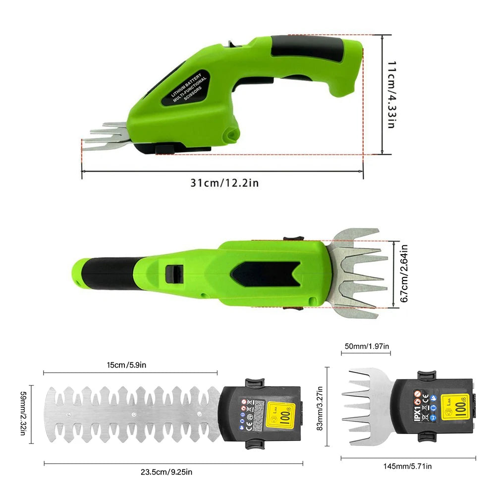 1 Cordless Electric Hedge Trimmer Rechargeable Grass Weeding Pruning Zpaxo